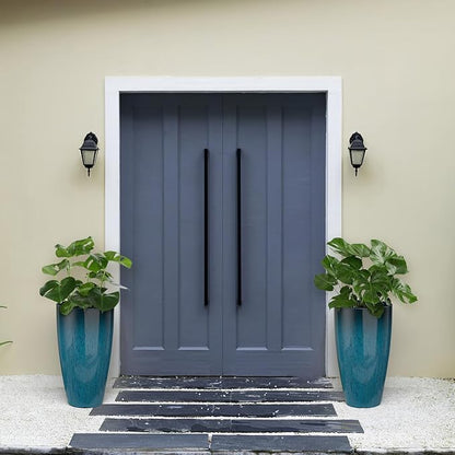ZMTECH 21 Inch Tall Plant Pots for Indoor & Outdoor Use Set of 2, Large Plastic Planters with Removable Tray for Outside with Drainage Holes for Front Porch Patio Garden, Dark Teal Blue
