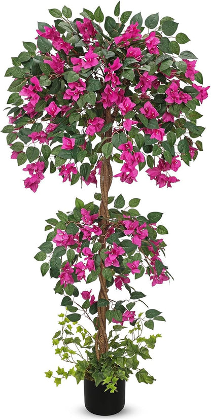 Briful 4.92FT Artificial Bougainvillea Tree in Pot – Faux Silk Bougainvillea Floral Tree Decorative Pink Fake Trees for Home Office Living Room Indoor Outdoor Décor