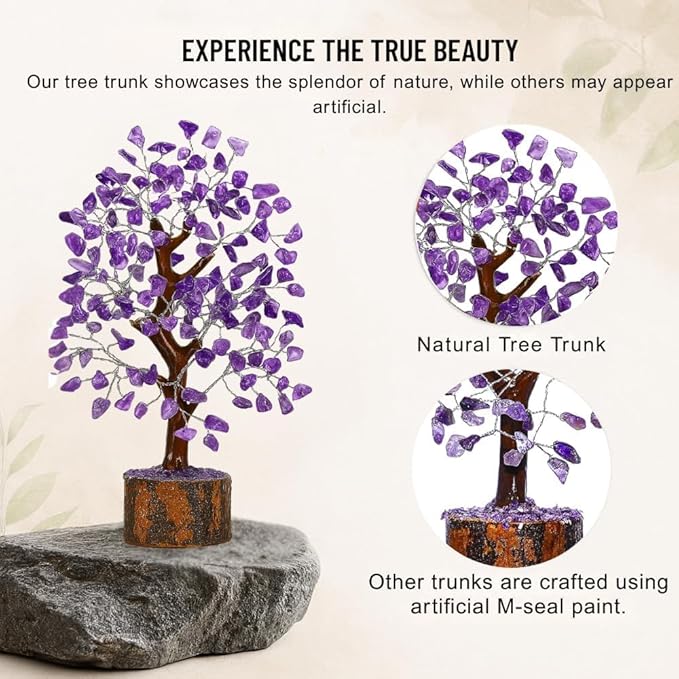 Amethyst Crystal Tree of Life - Handmade Healing Bonsai Purple Tree for Home and Office Decor, Positive Energy and Good Luck, Ideal for Christmas Decor and Birthday Gifts for Women, Men