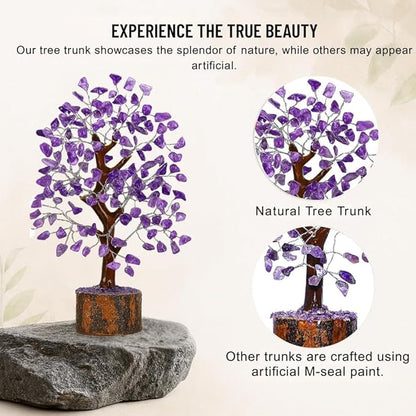 Amethyst Crystal Tree of Life - Handmade Healing Bonsai Purple Tree for Home and Office Decor, Positive Energy and Good Luck, Ideal for Christmas Decor and Birthday Gifts for Women, Men