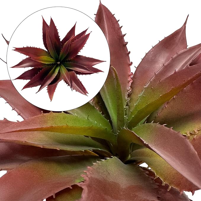 12.5 Inch Artificial Aloe Plant - Large Faux Succulents (Unpotted), Realistic Fake Plants for Home Decor Indoor Outdoor (Red)