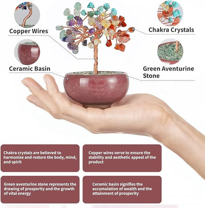 Crystal Tree of Life for Wealth & Prosperity,Seven Chakra Tree for Energy Balance,Crystal Decoration for Home