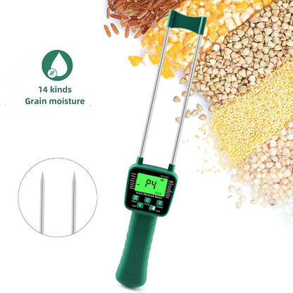 Hay Moisture Tester Meter, Portable Digital Probe Tester with LCD, Grain moisture meter High-precision meter for rice, wheat, corn, rice and 14 other crops Voice broadcast water meter