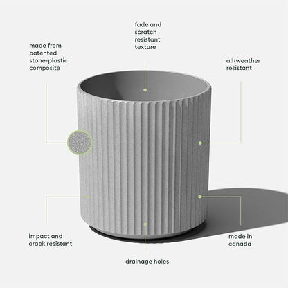 Veradek Demi Series Round Planter for Porch, Patio, Backyard | Durable Plastic-Concrete Material | Modern Décor for Tall Plants, Flowers