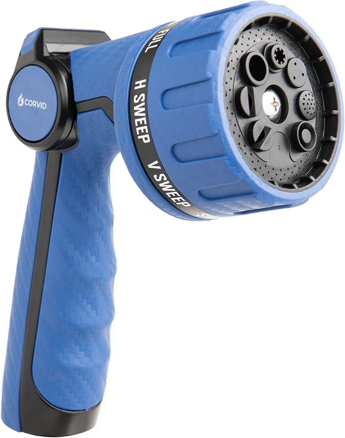 Heavy Duty 8-Pattern Garden Hose Nozzle with Thumb Control, Adjustable High-Pressure Watering Spray Nozzle with Ergonomic Handle - Perfect for Lawn & Garden, Car Wash, Pet Cleaning, and More
