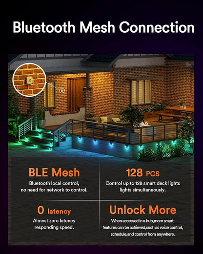 Lumary 6 Pack 12-24V Low Voltage Deck Lighting with Hub, 4 Inch Smart Outdoor Step Light Waterproof, 2200K-6500K RGBCW Color Changing Landscape for Deck, Fence, Stair, Work with Alexa/Google Assistant