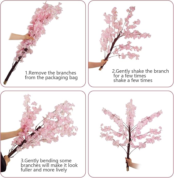 Artificial Cherry Trees Indoor Decor: Handmade Natural Fake Cherry Blossom Pink Tree Outdoor for Party Wedding Christmas