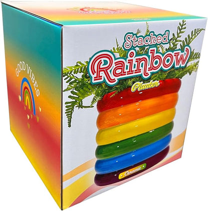 Streamline Imagined Rainbow Retro Indoor Planter, 4.5" L x 4.5" W x 4.75" H