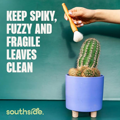 Southside Plant Cactus & Succulent Plants Cleaning Brushes - Wooden Handles w/Soft Goat Hair Bristles - Garden Cleaning Tools, Gentle on Plants, 7" & 3.2" Sizes - Pack of 2