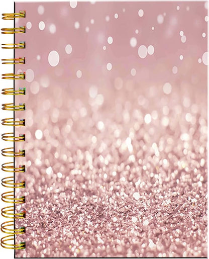 iampanda Spiral Journal Notebook,Strong Twin-Wire Binding with Premium Paper for Girl Women,60 Sheets A5 College Ruled Notebook/Journal,Luxury Design Perfect for School Office Home Gifts,Pink Glitter