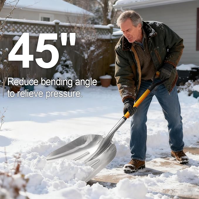 VNIMTI Aluminum Snow Shovel with D Handle Metal Snow Shovel for Driveway 45Inches 3.7 Pounds Transfer Shovel Shovel for Gardening, Orange
