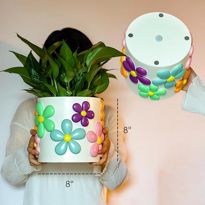 GUGUGO 8 Inch Flower Plant Pots, Cute Unique Rainbow Planter with Drainage, Flower pots, Colorful Vintage Retro Flower Pots, Succulent Pots for Indoor Plants, Eclectic Funny Room Decor Aesthetic-D