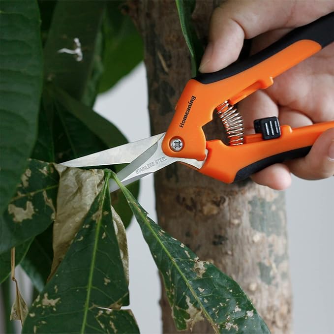 12 Packs Garden Pruning Shears with Straight Blades Trimming Scissors, Gardening Hand Pruning Snips Titanium Coated Precision Bonsai Pruning Shears, Convenient Flower Cutters (Orange)