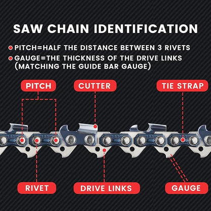 E & S 3 Pack 16 Inch Chainsaw Chain .325" Pitch .050" Gauge 66 Drive Links Semi-Chisel Chain Saw Chains for Husqvarna, Poulan, Craftsman, Greenworks and More Chainsaw Brands