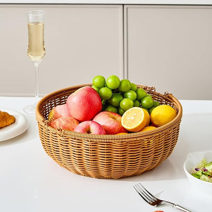 Fruit Bowl for Kitchen Counter, Large Fruit Basket with Handle, Suitable for Storing Fruits, Vegetables, Bread, Candys and Snacks