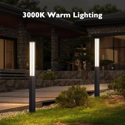 Outdoor Pathway Lights, 92 Inches Tall Bollard Light, 3000K Commercial Landscape Path Lighting, Mordern Led Bollards, IP65 Waterproof Pole Driveway Lights Wired for Sideway Garden Yard