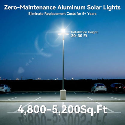 Deepn 10000W Solar Street Lights Outdoor Commercial Parking Lot Lights Aluminum LED Security Flood Light with Motion Sensor & Dusk to Dawn, Solar Outdoor Lights Waterproof for Yard, SZ3000, 2 Pack