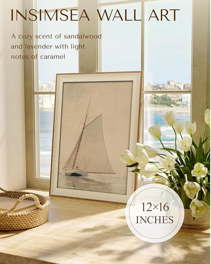 InSimSea Framed Canvas Wall Art of Large Coastal Sailboat - Classical Art for Living Room and Bedroom, White Sailboat Sea Painting, Home Decor Artwork 12x16In