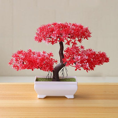 Talent Star Artificial Bonsai Tree Juniper Faux Plants Indoor Small Fake Plants Decor with Pots for Home Table Office Desk Bathroom Shelf Bedroom Living Room Farmhouse Decorations Wedding Tabletop Red