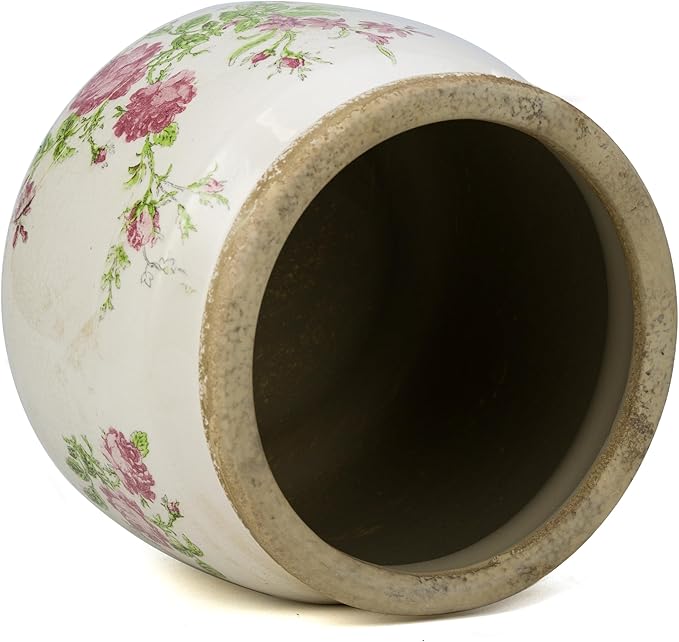 Large Ceramic Pot for Planters, Ice Crack Glazed Flower Pot with Drainage Holes,5.91inch Vintage Planters for Indoor and Outdoor (Pink)