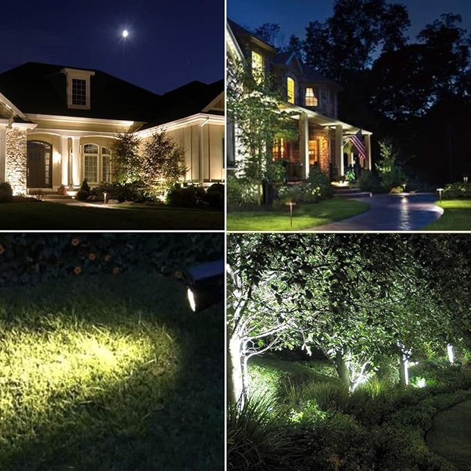 T-SUN Solar Spotlights, 4 LED Solar Powered Landscape Spotlights Waterproof Outdoor Lights Auto ON/OFF for Garden, Driveway, Yard, Patio, Pool Area (White-4 Pack)