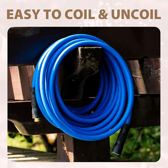 5/8" Female to Female Hot/Cold Water Leader Hose 5ft, -50℉ to 190℉ Flexible,Burst 600 Psi 3/4" Brass Fittings with Swivel Grip Handle for Outdoor,Yard, Farm, Blue