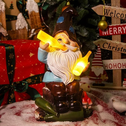 DKJOCKY Gnomes Gifts for Women for Christmas,Funny Garden Gnomes Outdoor Decorations for Yard, Gnomes with Solar Lights Garden Decor, Birthday Gifts for Women Unique