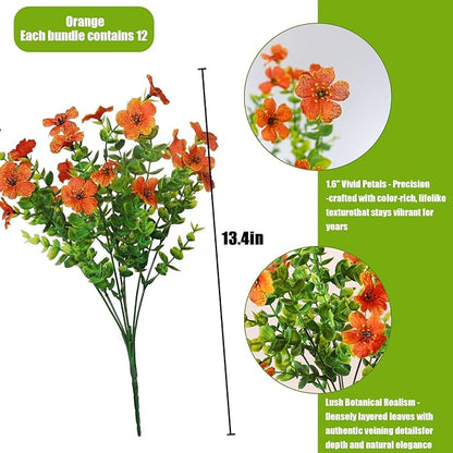 alyptus Artificial Mums for Outdoors – 12 Bundles UV Resistant Fall Flowers, Faux Outdoor Flowers & Fake Mums for Spring Summer Decor, Christmas Decorations