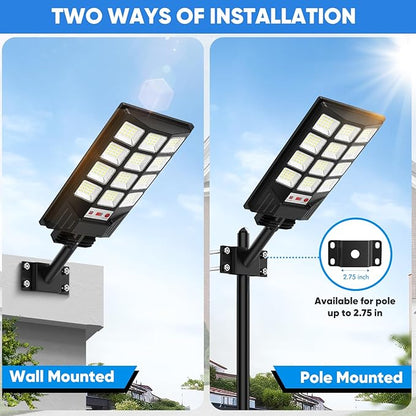 Brightever 4-Pack Solar Street Light Outdoor Waterproof, Motion Sensor Solar Powered Light, Dusk to Dawn LED Solar Parking Lot Flood Light for Outside, Yard, Garden, Path