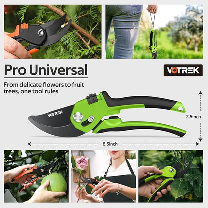 Pruning Shears for Gardening, [Patented Stepless Handle Opening] - Garden Clippers with Ultra-Sharp SK5 Steel for Weak Hand, Universal Fit for All Hand Sizes, Effortlessly Cuts 1-Inch Branches