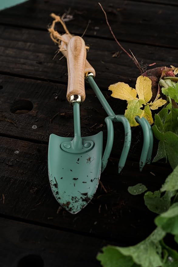 Barebones Spade Hand Trowel - Gardening Hand Tools - Stainless Steel Spade Shovel - Premium Quality Garden Spade - Japanese Garden Tool - Multipurpose Tool (Ash/Mint)