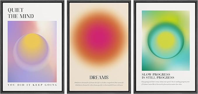 Ashbrook Framed Canvas Print Wall Art Set Aura Posters Angel Numbers Affirmation Posters Gradient Girl's Bedroom Decor Abstract Digital Art Decorative Calm/Relax for Bedroom - 16"x24"x3 Black