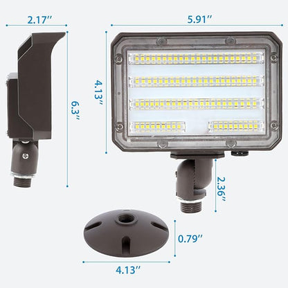 60W LED Flood Light Outdoor Knuckle, Switch Controlled Floodlight with Plate,5000K 8000Lm IP65 Waterproof Outdoor Security Lights for Yard Garden Garage,ETL Listed