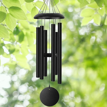 Wind Chimes for Outside Deep Tone, 38" Large WindChimes with 6 Tubes, 100% Rustproof Aluminum, Memorial Gift or Garden Patio Porch and Outdoor Décor(Black)