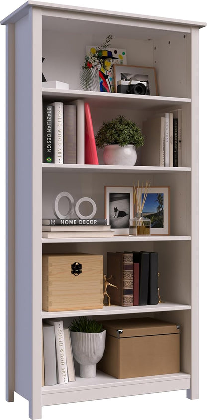 From the Tree Furniture Solid Pine Wood Bookcase – Tall Bookshelf with 4 Adjustable Shelves for Home, Office & Kids Room
