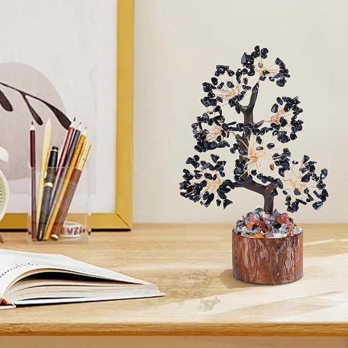 DUQGUHO Obsidian Tree Crystal Tree for Positive Energy Healing Crystal Tree of Life Black Obsidian Crystal Tree Decor Meditation Office Decor
