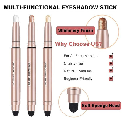 Light Pink Eyeshadow Stick Makeup, Waterproof Hypoallergenic Long Lasting Cream Eye Shadow Pencil, Highlighter Matte Crayon eyes liner, Glitter Primer Palette Shimmer Eyeliner Pen