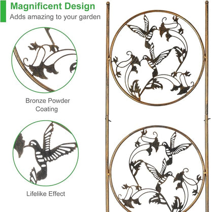 Set of 2 Hummingbird Metal Garden Trellis for Climbing Plants, Decorative Vegetables Flowers Vine Trellis for Outdoor Patio 55'' H x 12.4'' W