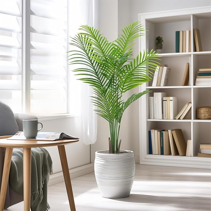 5ft Artificial Palm Tree Indoor Decor with 13Trunks Plant Tall Fake Tropical Palm Tree in Pot Faux Areca Palm Tree for Home Office Living Room Decor Gift（1pack）
