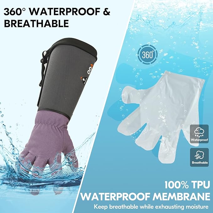 Vgo... Winter Warm Safety Work Gloves Women, Extended Pig Split Leather Cuff,Synthetic Leather, Rose Pruning Thorn Proof,Gardening(Size M,Purple,SL6592FLWP)
