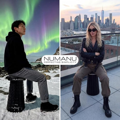 NUMANU 2025 Upgraded XXL Collapsible Stool with Cushion & Bag, 1000lbs Max Weight, 19.7" Heavy Duty Portable Retractable Telescoping Folding Seat Chair or Travel Footrest