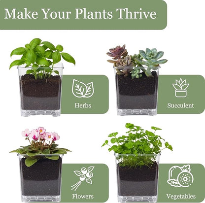Indoor Herb Garden Kit, Herb Planter Set with Tray, Set of 3 Acrylic Garden Pots, Window Sill Plant Shelf with Drainage Holes and Labels & Marker Pen, Rosemary Plant Pots