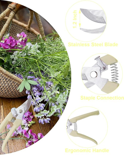 Pruning Shears for Gardening, 1 Pack Garden Scissors for Cutting Fresh Flowers, Floral Clippers for Plants, Fruits (Yellow)