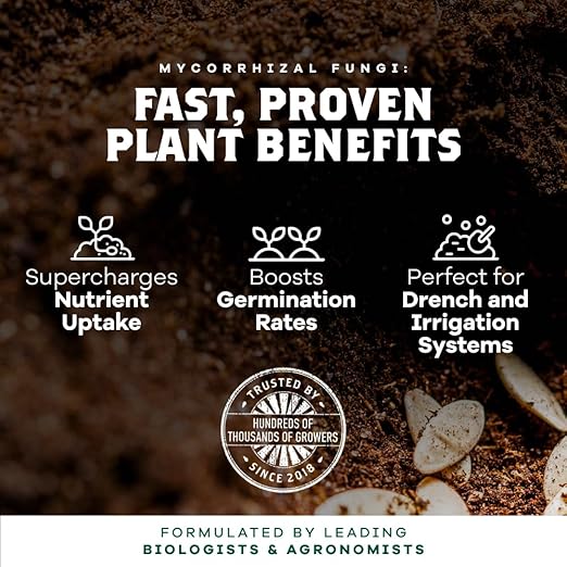 DYNOMYCO Spark WP Mycorrhizal Fungi, 4oz Wettable Powder – 3-In-1 Root Enhancer Amplifies Nutrient Uptake & Yield – Treats 25 Plants, Indoor/Outdoor Bio-Stimulant – Dissolves Fast in Seed Starter Soil