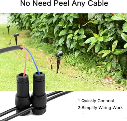 iCreating 22Pack Low Voltage Waterproof Replacement Landscape Light Cable Connector 12-20 Gauge Wire Connectors for Landscape Lighting Path Lights