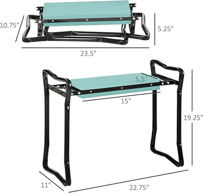 Outsunny Padded Garden Kneeler and Seat Bench, Padded Foldable Garden Stool, Green