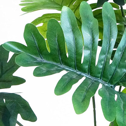 Artificial Tree in Gray Marble Effect Planter, Fake Philodendron Tree Silk Trees for Indoor and Outdoor Home Decoration - 70" Overall Tall (Plant Pot Plus Tree)