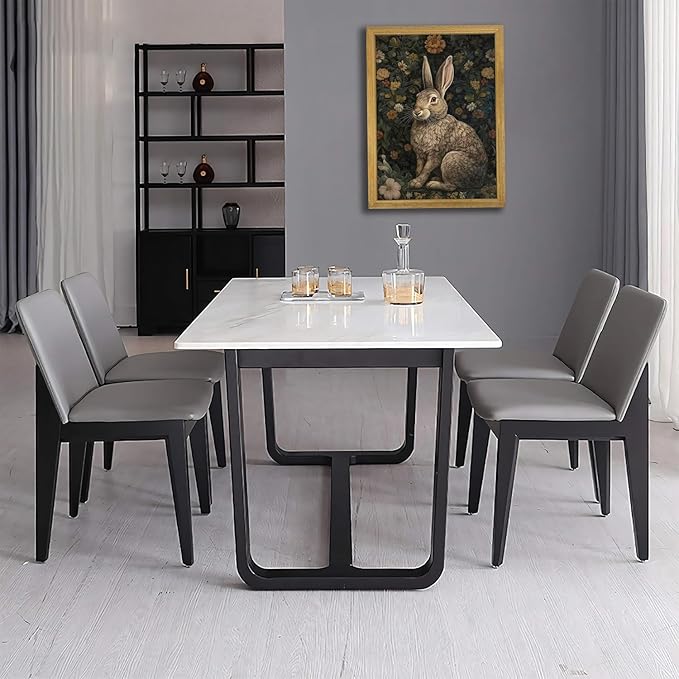 SAMHOU Framed 3D Textured Wall Art, Vintage Sandstone Hand Drawn Rabbit Wall Decor, Easter Cute Bunny Decor Painting, Nature Animal Flowers Pictures for Bathroom Living Room Bedroom Office 12x16 inch