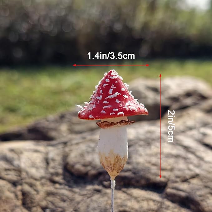 5-Pack Handmade Clay Mushrooms Miniature Fairy Garden Decor - DIY Mini Mushrooms for Terrariums Potted Plant Holiday Ornaments & Desktop Decorations