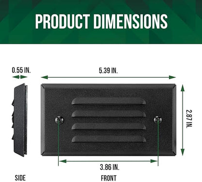 GKOLED 6 Pack Low Voltage LED Stair Light, Surface Mount Outdoor Step Lights with Horizontal Louvered Faceplate for Steps Decks Pathway Stairs Fences, 12V 3W 3000K, IP66 Rated Waterproof, Aluminum